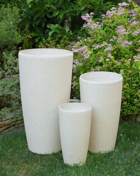 Kvetináč béžový 23 x 23 x 42 cm vysoký kvetináč moderný minimalistický črepník vonkajšie izbové doplnky