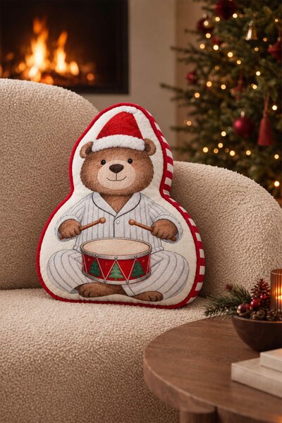 Dekoračný vankúš PYJAMA BEAR biely