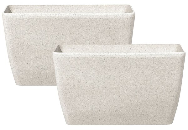 Sada 2 kamenných kvetináčov béžová 74 x 32 x 45 cm moderný minimalistický dizajn izbové vonkajšie doplnky