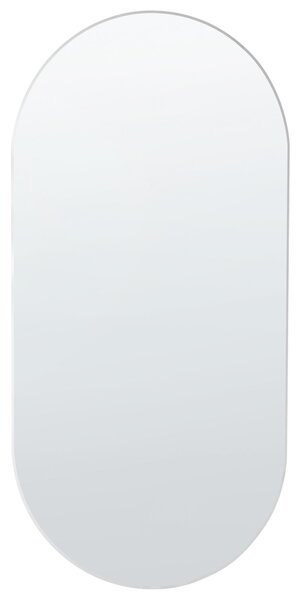 Nástenné zrkadlo strieborné oválne 40 x 80 cm dekoratívne na zavesenie na stenu dizajnový doplnok