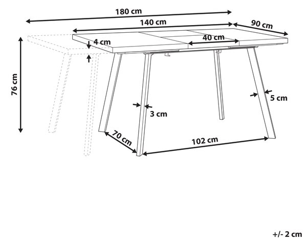 Jedálenský stôl svetlé drevo čierna MDF železo 140/180 x 90 cm pre 6 osôb rozkladací moderný tradičný štýl kuchyňa jedáleň