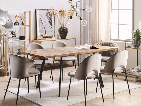 Jedálenský stôl svetlé drevo čierna MDF železo 140/180 x 90 cm pre 6 osôb rozkladací moderný tradičný štýl kuchyňa jedáleň