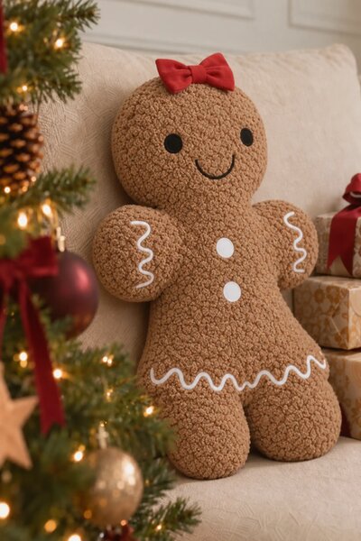 Vianočný vankúš GINGER GIRL hnedý