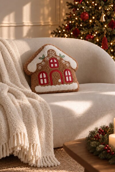 Vianočný vankúš GINGER HOUSE hnedý