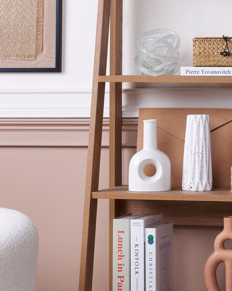 Váza na kvety biela porcelánová 22 cm dekorácia do interiéru abstraktný dizajn