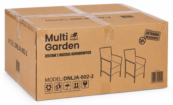 Sada 2x záhradné kreslo s vankúšom, sada stoličiek na balkón, terasu a do záhrady, hnedá, MultiGarden