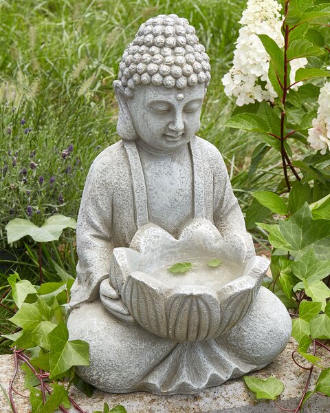 Dekoratívna figúrka sivá MgO 44 cm soška Budha doplnky moderný štýl záhrada obývacia izba