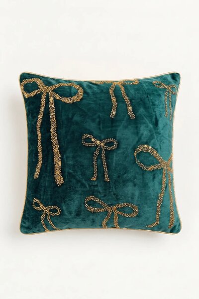 Obliečka na vankúš BLINK BOW fľašovo zelená 45x45 cm