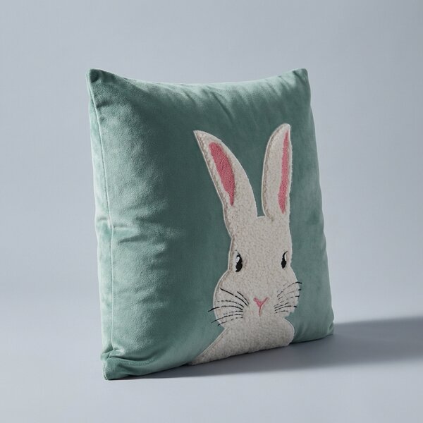 Velúrová obliečka na vankúš BUNNY šalviová 45x45 cm