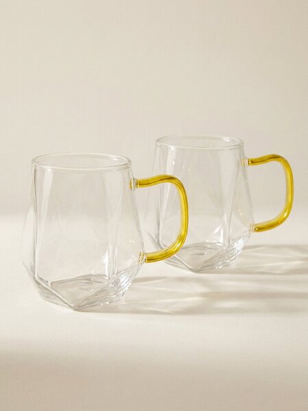 Sinsay - Sklenené hrnčeky s geometrickým dnom 2 pack - clear