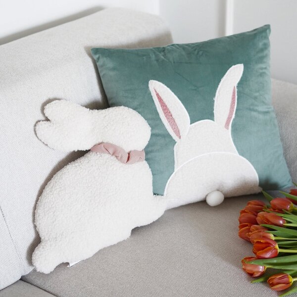 Velúrová obliečka na vankúš BUNNY šalviová 45x45 cm