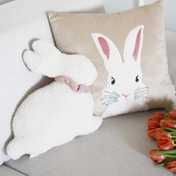 Velúrová obliečka na vankúš BUNNY béžová 45x45 cm