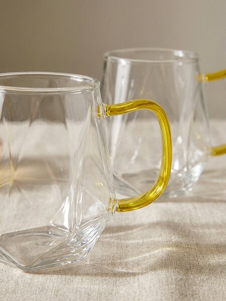 Sinsay - Sklenené hrnčeky s geometrickým dnom 2 pack - clear