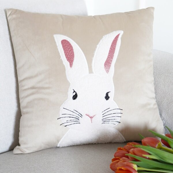 Velúrová obliečka na vankúš BUNNY béžová 45x45 cm