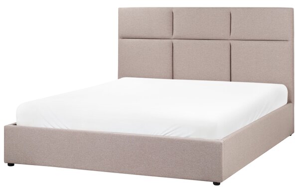 Posteľ s úložným priestorom sivobéžová látkové čalúnenie polyester 160 x 200 cm s čelom moderný štýl spálňa