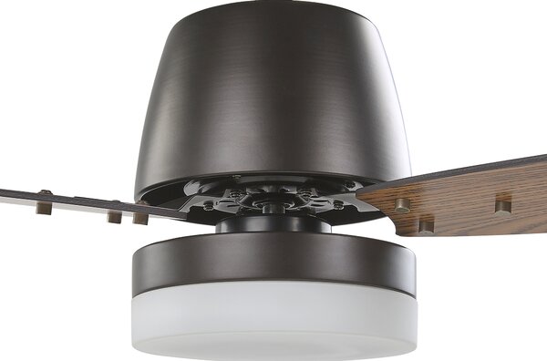 Stropný ventilátor so svetlom čierna tmavé drevo kov 3 lopatky s diaľkovým ovládaním moderný štýl obývacia izba spálňa