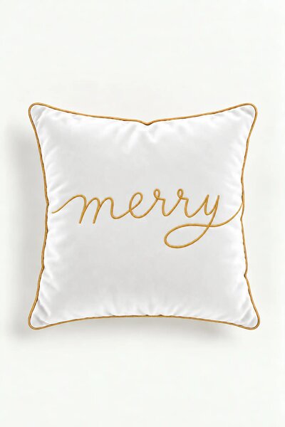 Vianočná obliečka na vankúš MERRY biela 45x45 cm