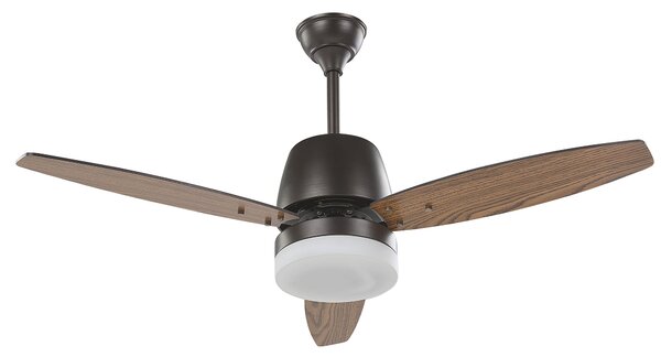 Stropný ventilátor so svetlom čierna tmavé drevo kov 3 lopatky s diaľkovým ovládaním moderný štýl obývacia izba spálňa