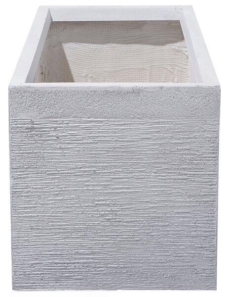 Kvetináč biely zmes hliny a vlákien 50 x 23 x 24 cm obdĺžnikový tvar moderný štýl interiér exteriér