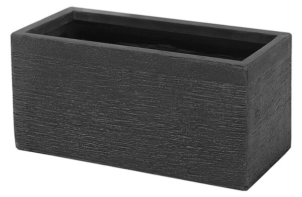 Kvetináč čierny zmes hliny a vlákien 50 x 23 x 24 cm obdĺžnikový tvar moderný štýl interiér exteriér