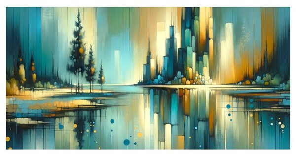 Obraz moderné panoráma s jazerom