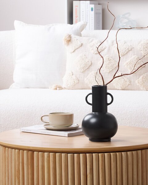 Váza na kvety čierna porcelánová 26 cm minimalistický bytový doplnok na stôl