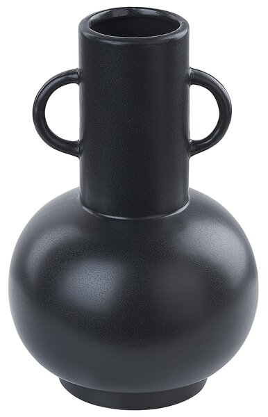 Váza na kvety čierna porcelánová 26 cm minimalistický bytový doplnok na stôl