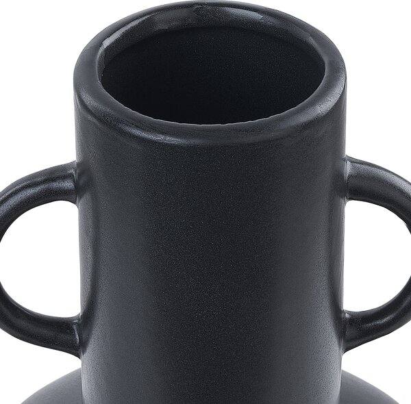 Váza na kvety čierna porcelánová 26 cm minimalistický bytový doplnok na stôl