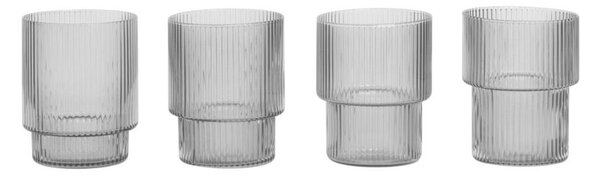 Ferm Living Poháre Ripple set 4ks, smoked grey