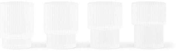 Ferm Living Poháriky na panáky Ripple set 4ks, frosted