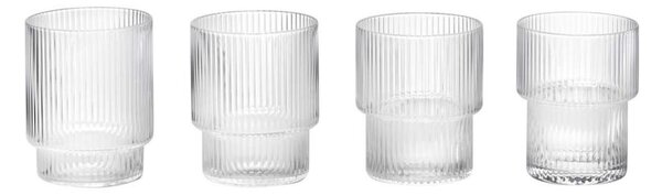 Ferm Living Poháre Ripple set 4ks, clear