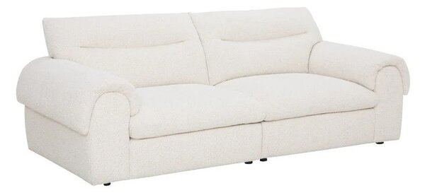 Moderná buklé štvormiestna sedačka Sadie so svetlým krémovým béžovým poťahom a minimalistickým prešívaním 245 cm