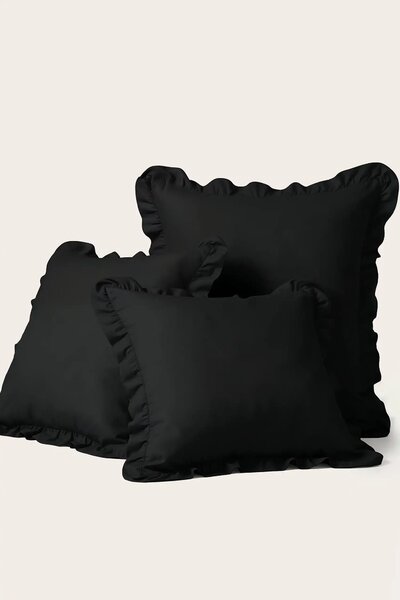 Saténová obliečka na vankúš RUFFY PREMIUM čierna Rozmer: 50x70 cm