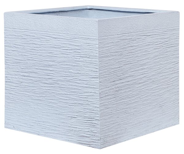 Kvetináč biely zmes hliny a vlákien 50 x 50 x 46 cm štvorcový tvar odolný voči UV žiareniu moderný štýl interiér exteriér záhrada