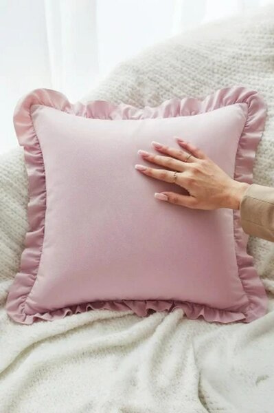 Saténová obliečka na vankúš RUFFY PREMIUM púdrová Rozmer: 40x40 cm