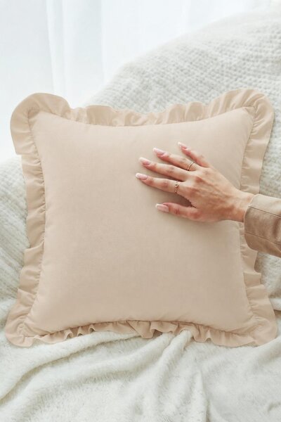 Saténová obliečka na vankúš RUFFY PREMIUM béžová Rozmer: 40x40 cm