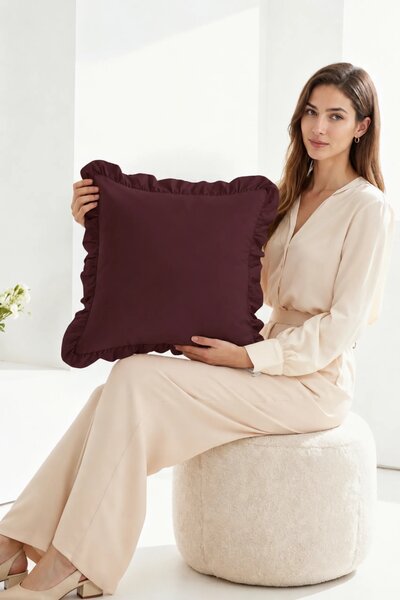 Saténová obliečka na vankúš RUFFY PREMIUM hnedá Rozmer: 40x40 cm
