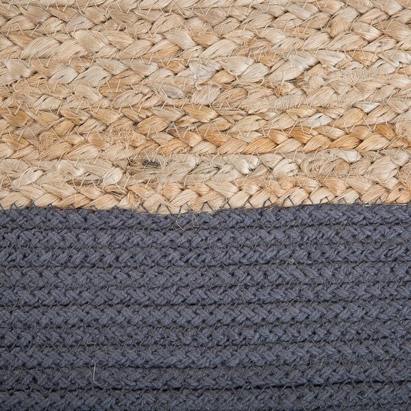 Puf taburetka sivá jutová s výplňou z polystyrénového granulátu štvorcový puf 44 x 44 cm boho štýl
