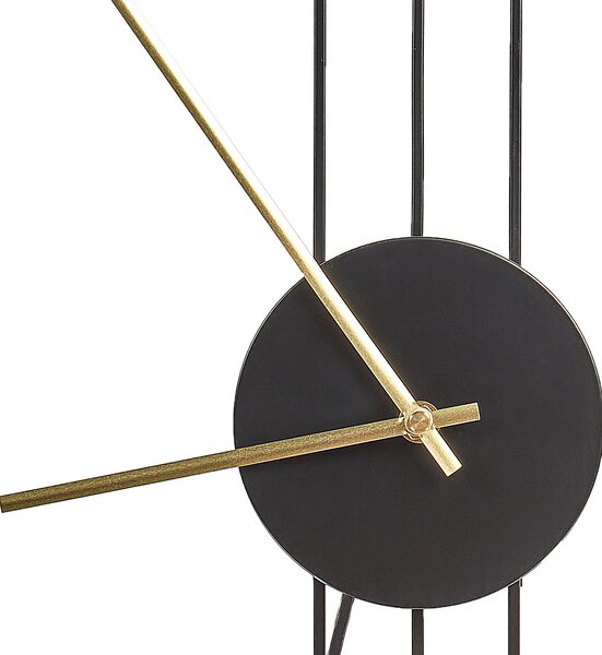 Nástenné hodiny čierna oceľ kov 44 x 65 cm s kyvadlom dizajn bez čísel moderný minimalistický štýl obývacia izba doplnky