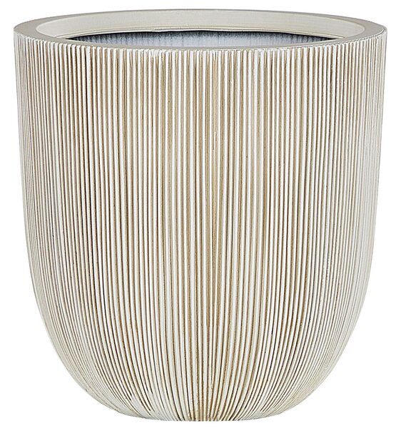 Kvetináč béžový polyresin 48 x ø 44 cm vysoký moderný minimalistický izbový vonkajší črepník