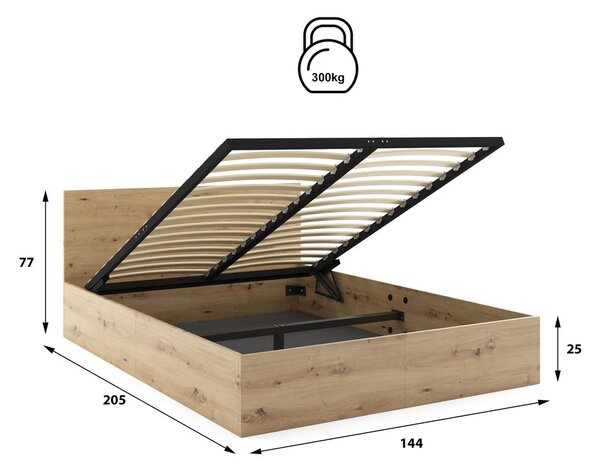 HRUŠKA Manželská posteľ s úložným priestorom PAX 140x200 – dub artisan