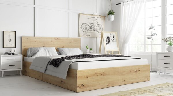HRUŠKA Manželská posteľ s úložným priestorom PAX 140x200 – dub artisan