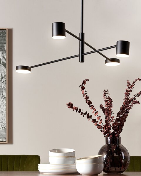 Závesná lampa 4 svetlá čierna kovová minimalistická moderná obývacia izba spálňa