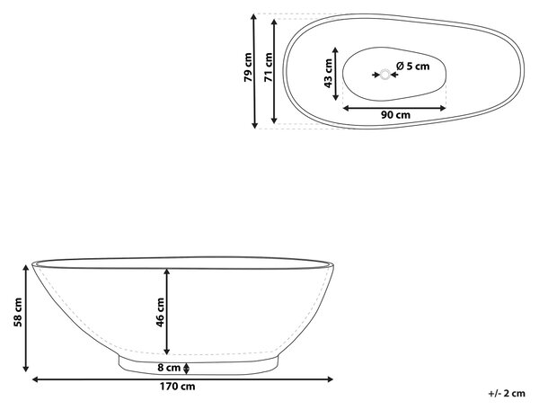 Voľne stojaca vaňa modrá mramorový efekt akrylát 170 x 80 cm oválny tvar pre 1 osobu moderný štýl kúpeľňa