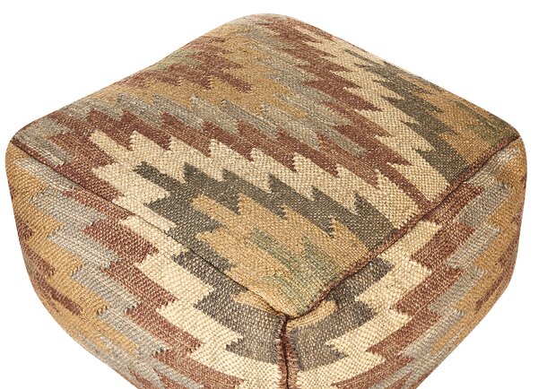 Puf taburetka viacfarebná juta bavlna 30 x 50 cm geometrický vzor ručne vyrobený boho taburet