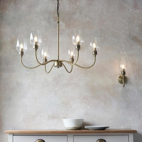 Endon 107791 - Luster na reťazi 6xE14/6W/230V mosadz