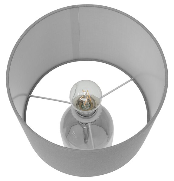 Stolná lampa sivá priehľadná sklenený podstavec 44 cm dymové sklo látkové tienidlo moderný štýl obývačka spálňa