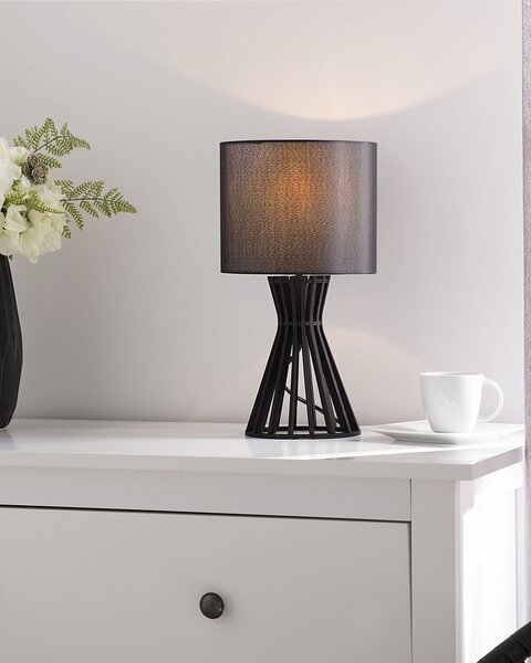 Stolná lampa čierne látkové tienidlo čierny podstavec súčasné moderné svietidlo