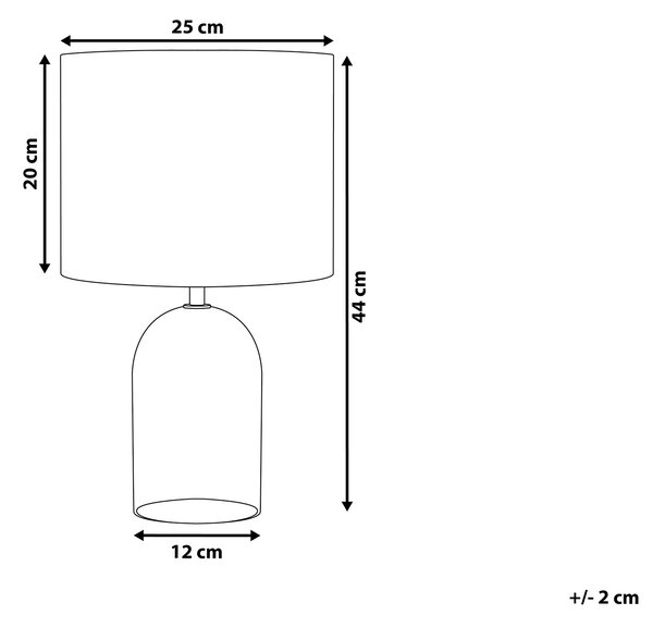 Stolná lampa sivá priehľadná sklenený podstavec 44 cm dymové sklo látkové tienidlo moderný štýl obývačka spálňa
