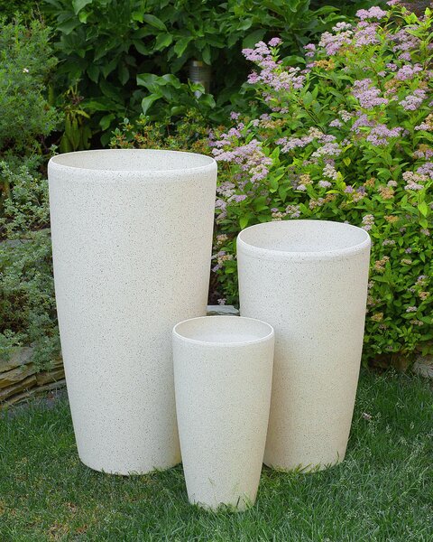 Kvetináč béžový 31 x 31 x 58 cm vysoký kvetináč moderný minimalistický črepník vonkajšie izbové doplnky